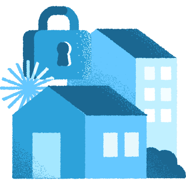 Ilustração de casa com cadeado representando holding familiar